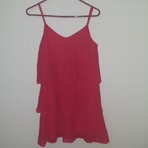 Ladies "Blue Rain" Coral Color Lined Shiffon Layered Dress. Lg.